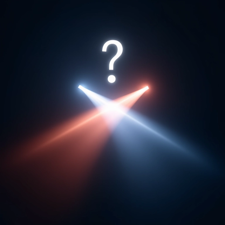 Feixes de luz se cruzando, representando fotofobia e alergia à luz, com interrogação.