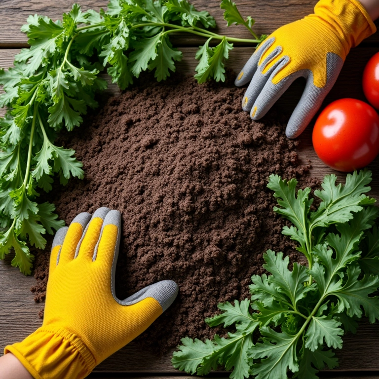 Ferramentas e materiais para o plantio direto em hortas.