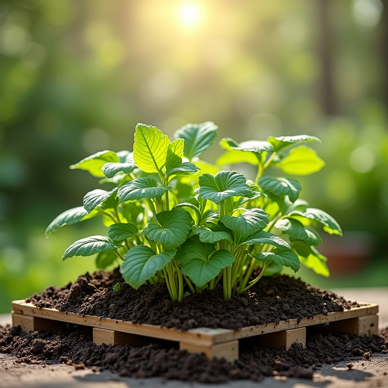 Fertilizantes orgânicos da Bokashi para horta em pallet.