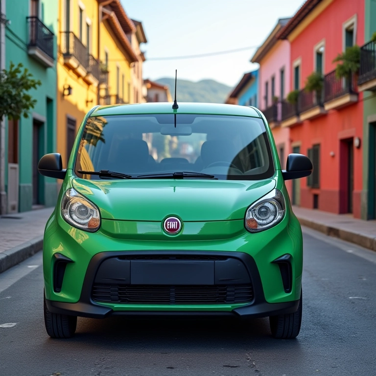 Fiat Mobi 2025 estacionado em rua urbana brasileira.