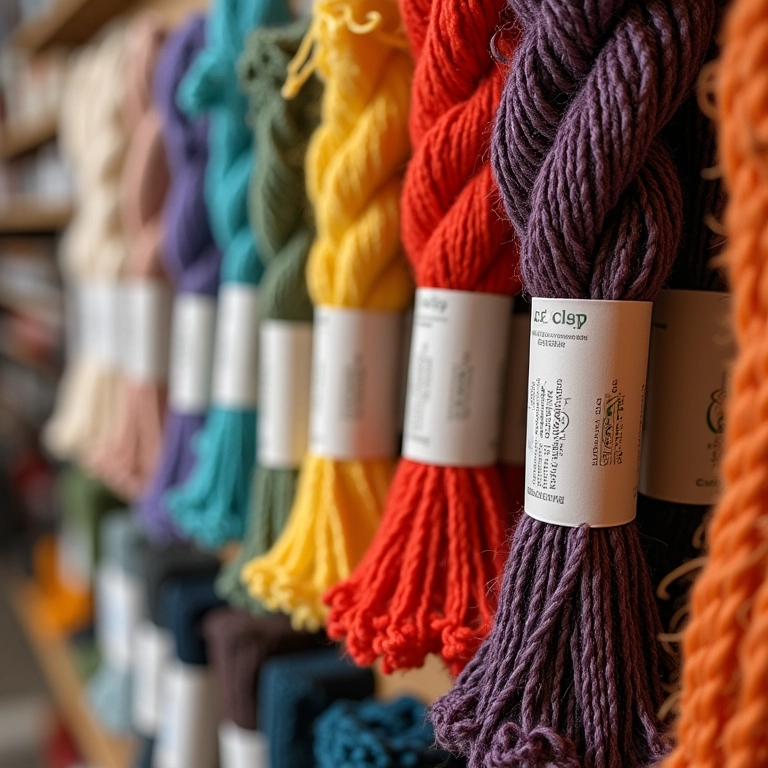 Fios de algodão sustentáveis da EcoBrasil em loja de artesanato.