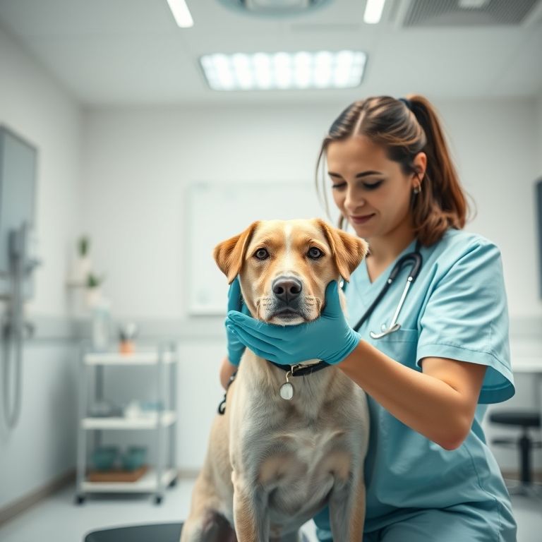 Fisioterapeuta Veterinário Pode Ser MEI Se Permitido Pelo Conselho Fisioterapeuta veterinário cuidando de um cão em clínica moderna e bem iluminada.