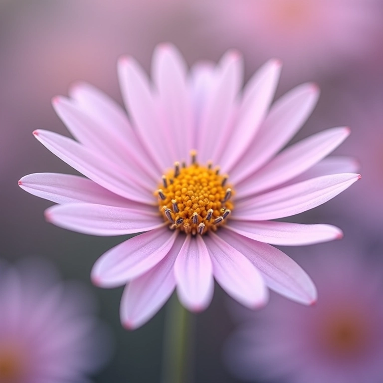 Flor de Ăster delicada em tons pastel, simbolizando bons sentimentos.