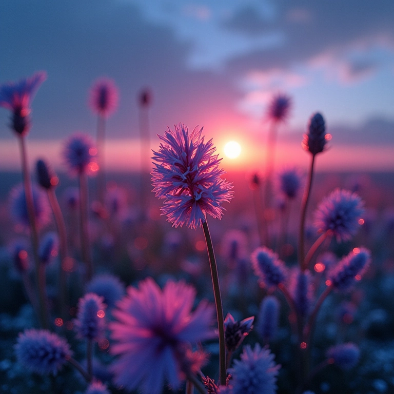 Flores árticas sob o sol da meia-noite