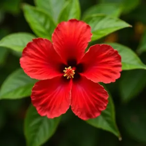 Flores de hibisco vermelhas exuberantes em plena floração.
