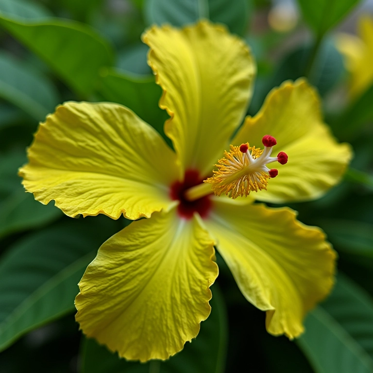 Folhas de hibisco amareladas por excesso de água.