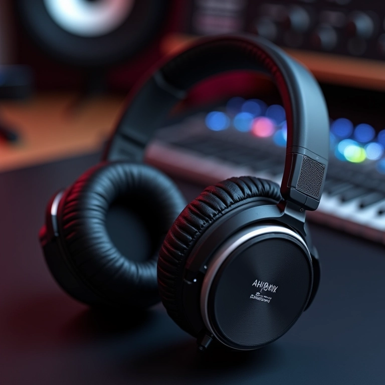 Fones de ouvido Audio-Technica ATH-M50x em estúdio.