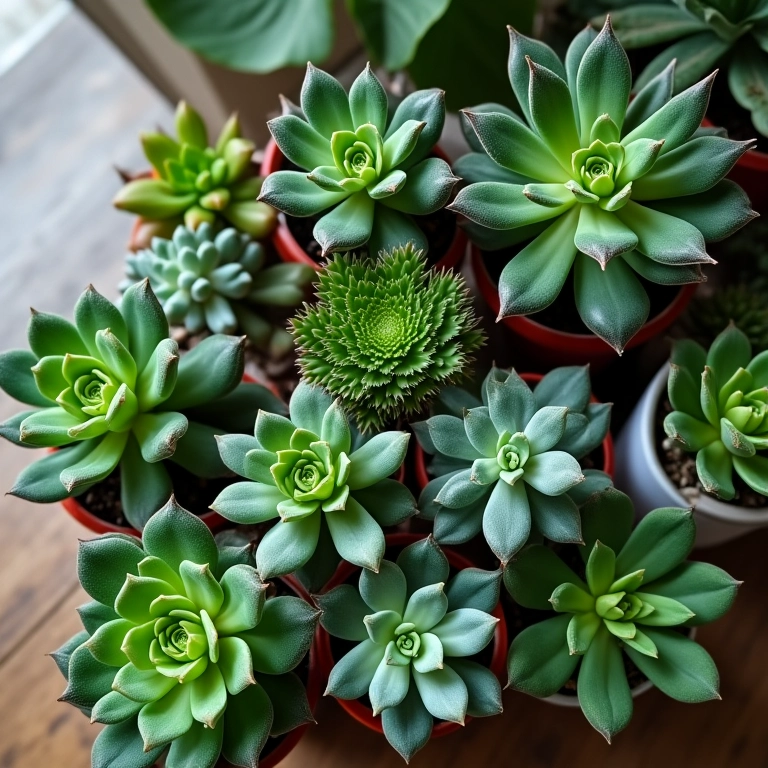 Fotografia aérea de coleção de suculentas.