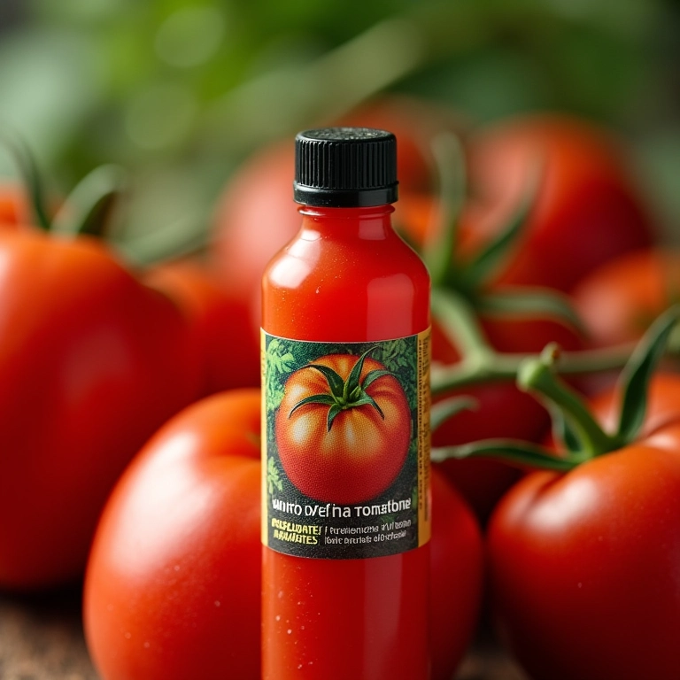 Frasco de Fertilizante Dimy Para Tomates, promovendo o crescimento saudável.