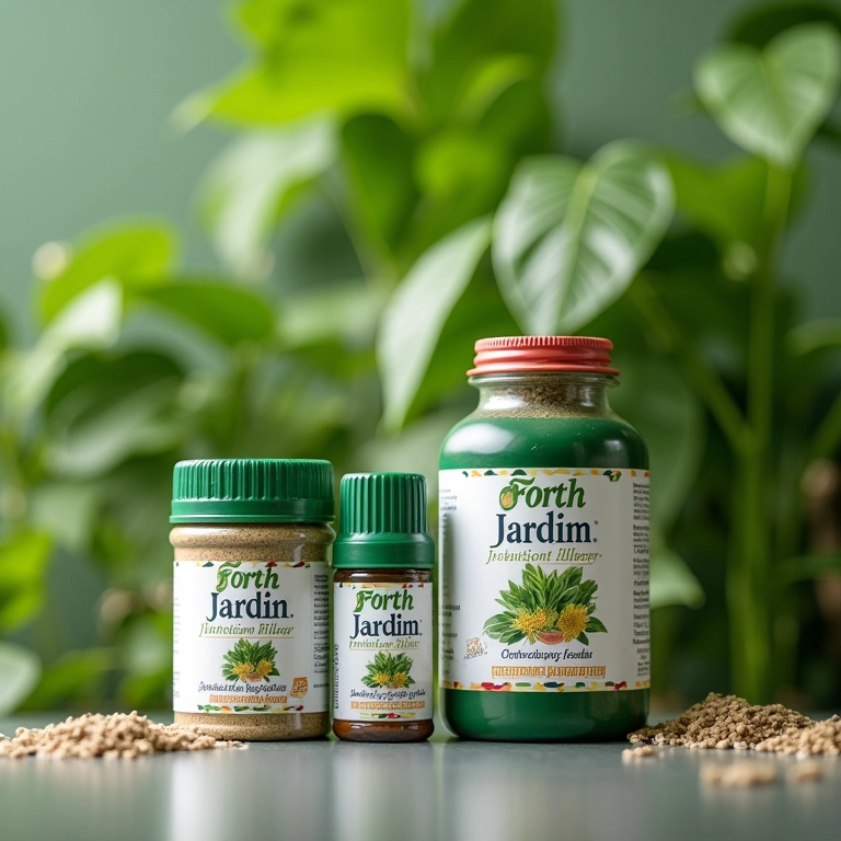 Frascos de fertilizantes Forth Jardim, produtos para nutrição de plantas em jardins verticais.