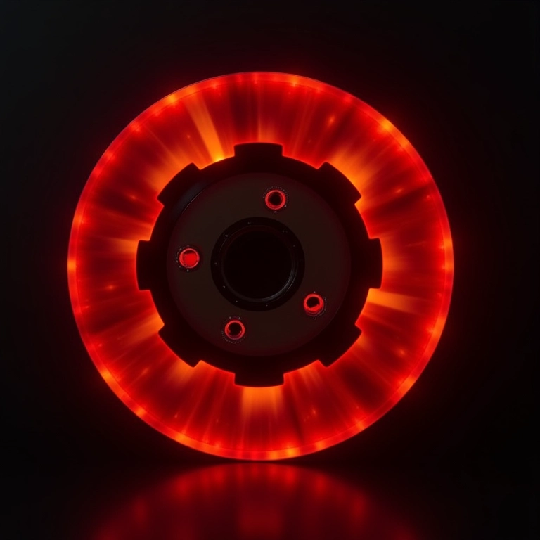 Freio de cerâmica incandescente após frenagem extrema.