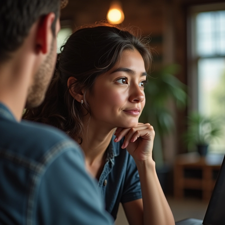 Funcionário refletindo sobre feedback recebido.