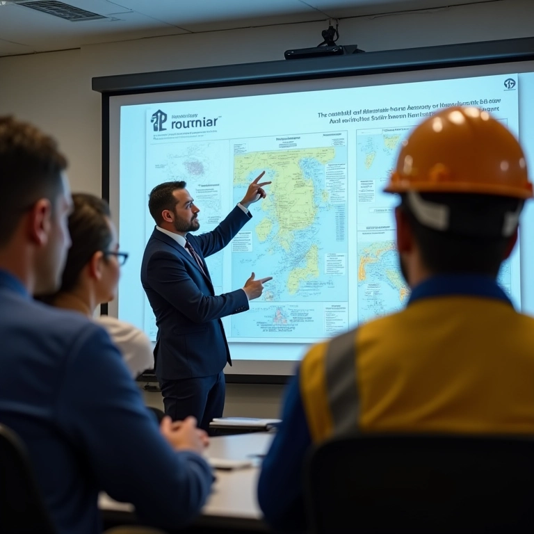 Funcionários participando de treinamento de segurança.