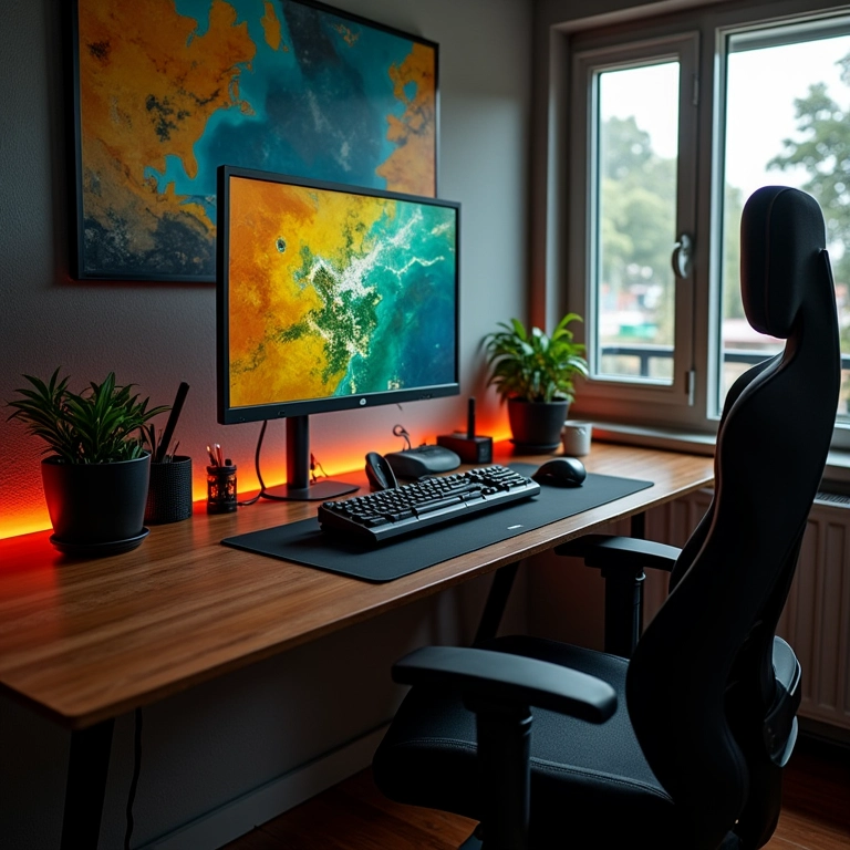 Gamer medindo a altura ideal da mesa gamer.