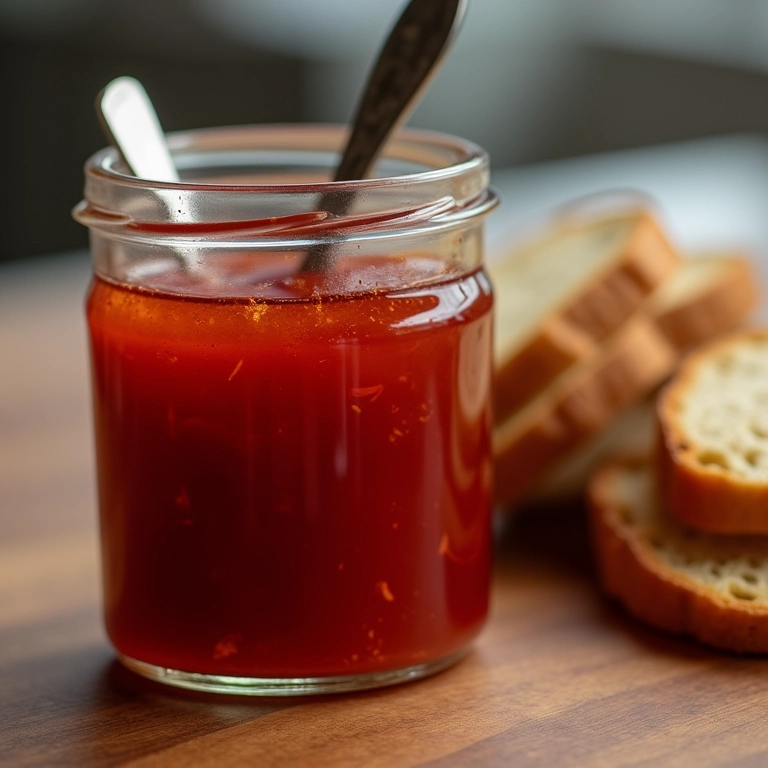 Geleia caseira aberta na geladeira.