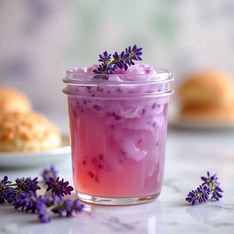 Geleia de amora com lavanda sobre um scone.