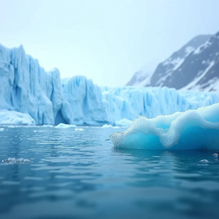 Geleiras derretendo e aumento do nível do mar devido ao aquecimento global.
