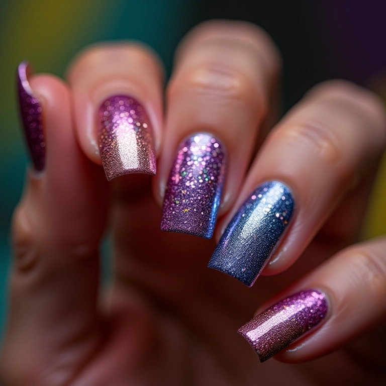 Glitter e pigmentos: brilho e cor nas unhas.