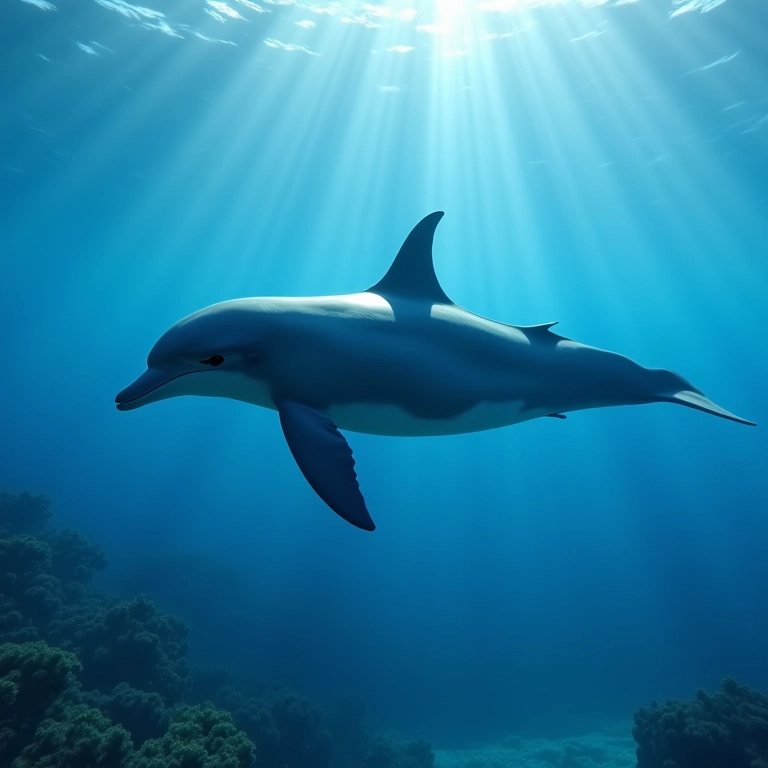 Golfinho nadando, representando inteligência e comunicação.