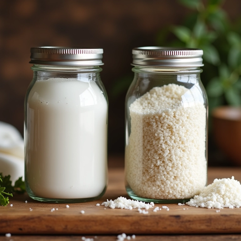Goma xantana e psyllium em potes de vidro.