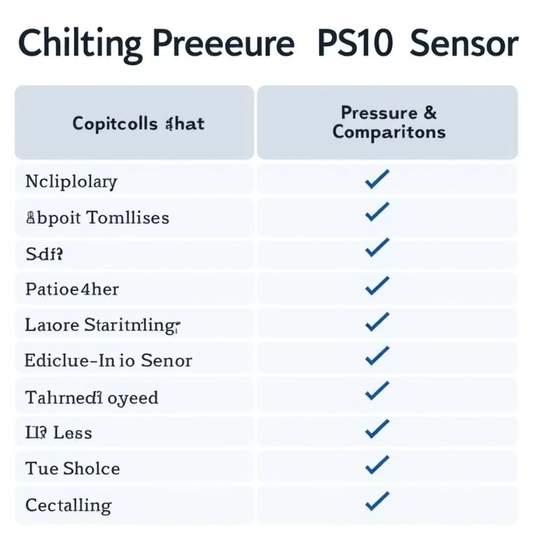 Gráfico comparativo das especificações do sensor PS10 versus outros sensores de pressão.