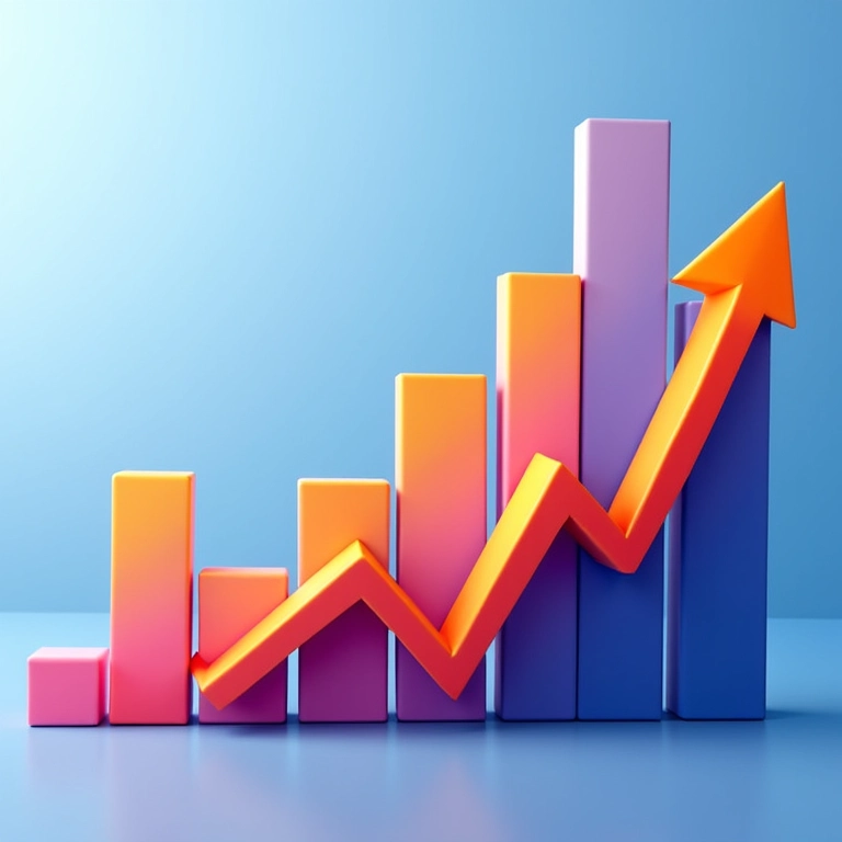 Gráfico de crescimento representando as vantagens de uma joint venture.