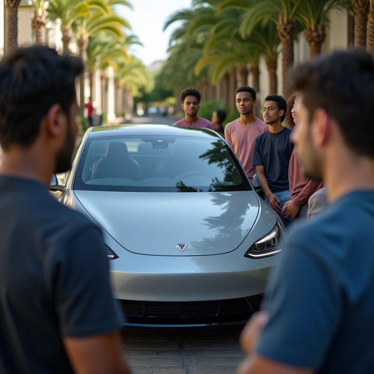 Grupo de brasileiros discutindo vida útil da bateria de carro elétrico.