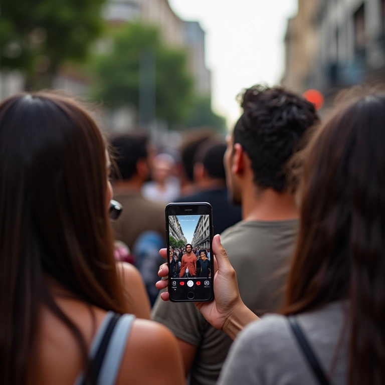 Grupo de pessoas assistindo vídeos longos no IGTV em seus celulares.