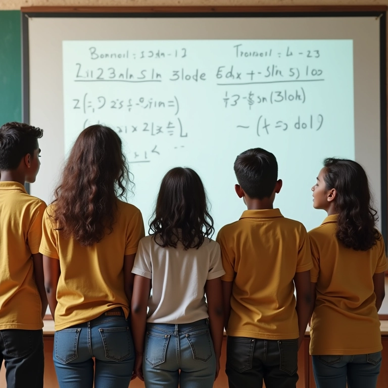 Grupo diverso estudando mecânica em sala de aula.