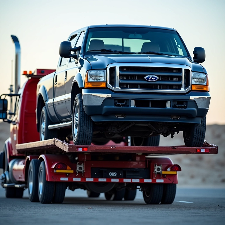 Guincho levantando carro para transporte.