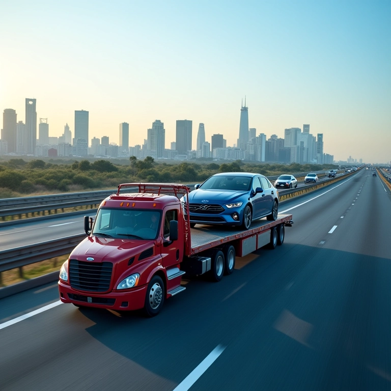 Guincho transportando carro para outra cidade.