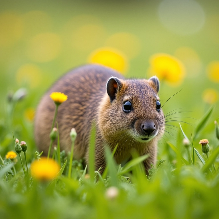 Habitat do musaranho-pigmeu no sul da Europa, campo florido.