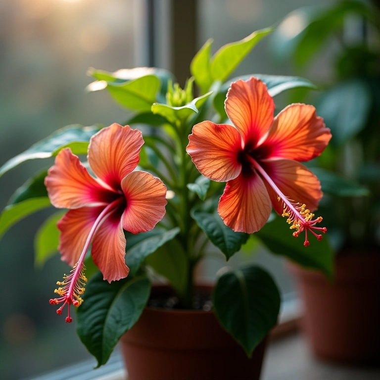 Hibisco protegido do frio durante o inverno.