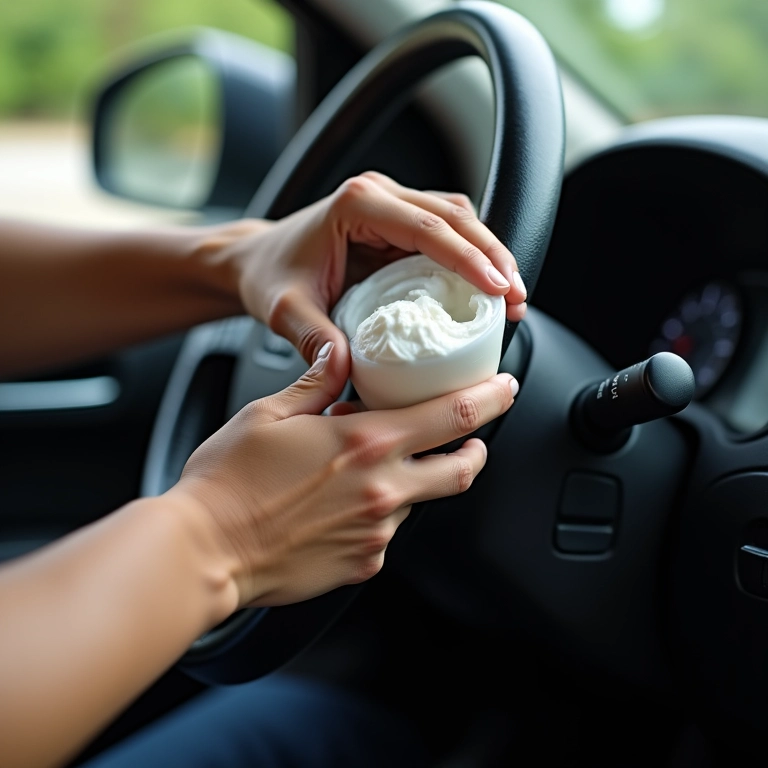 Hidratação do volante com óleo de coco.