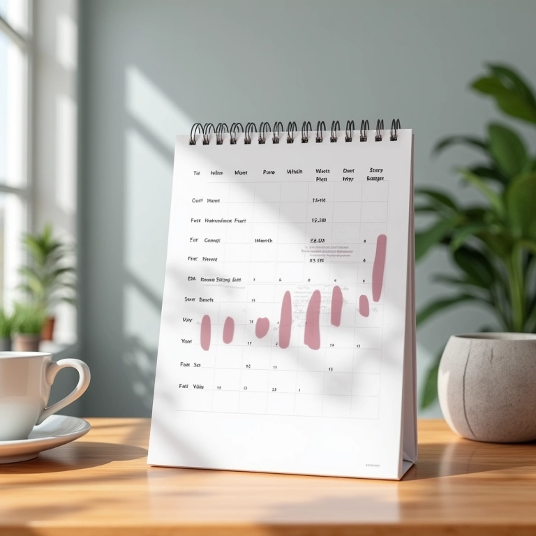 Home office com calendário marcando contas fixas e gráfico de custos variáveis.