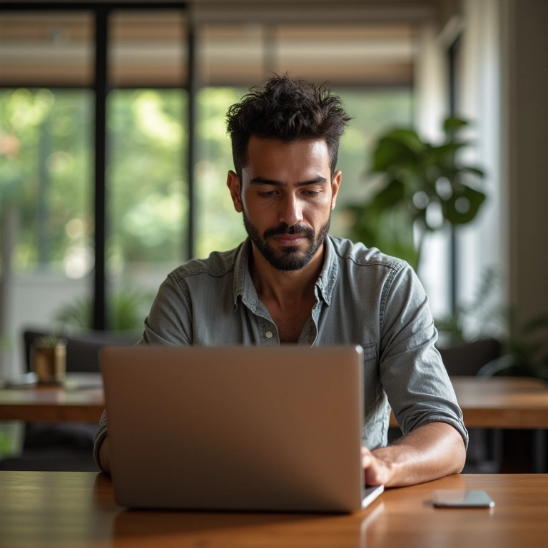 Homem descobre seu perfil de investidor online.