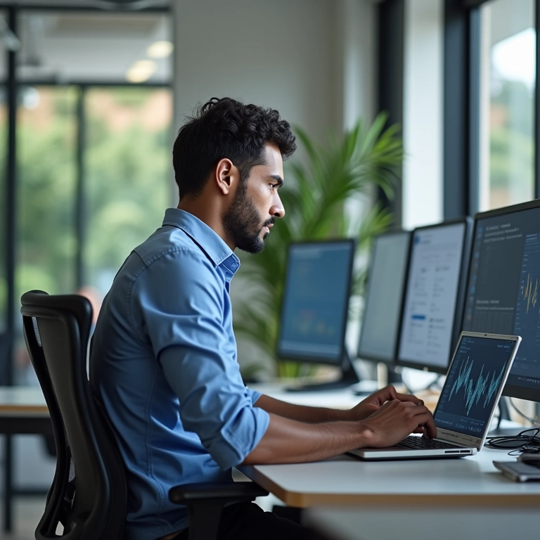 Homem escolhendo corretora de investimentos online.