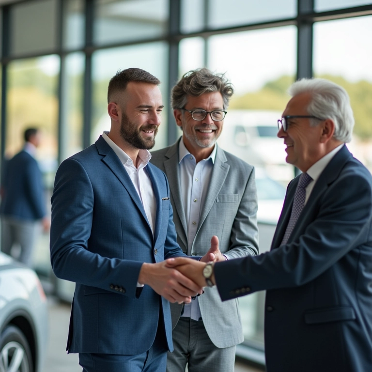 Homem fazendo um bom negócio ao comprar um carro.