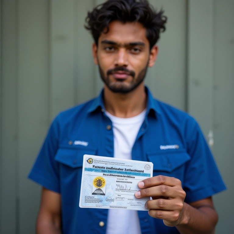 Homem mostra carteira de trabalho e documento MEI.