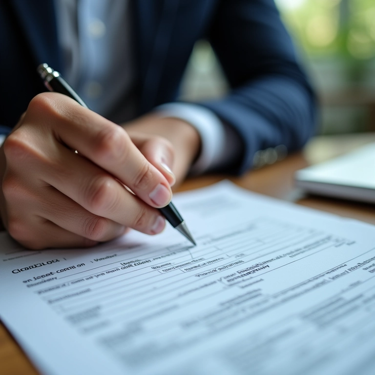 Homem preenchendo declaração do Imposto de Renda.
