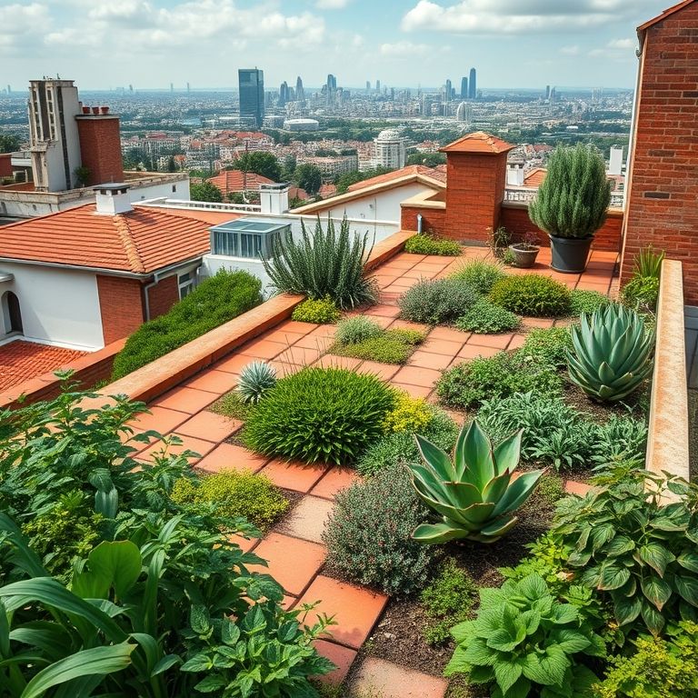 Horta em telhas instalada no telhado, com reaproveitamento total de espaço.