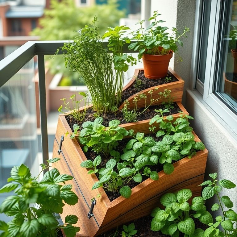 Horta em zigue-zague ideal para espaços pequenos.