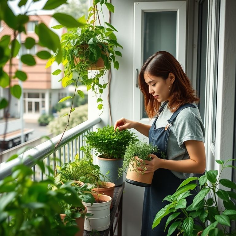 Horta Em Apartamento Com Pouco Sol e Vento Desafios e Soluções Horta exuberante em varanda de apartamento com pouca luz, decoração colorida.