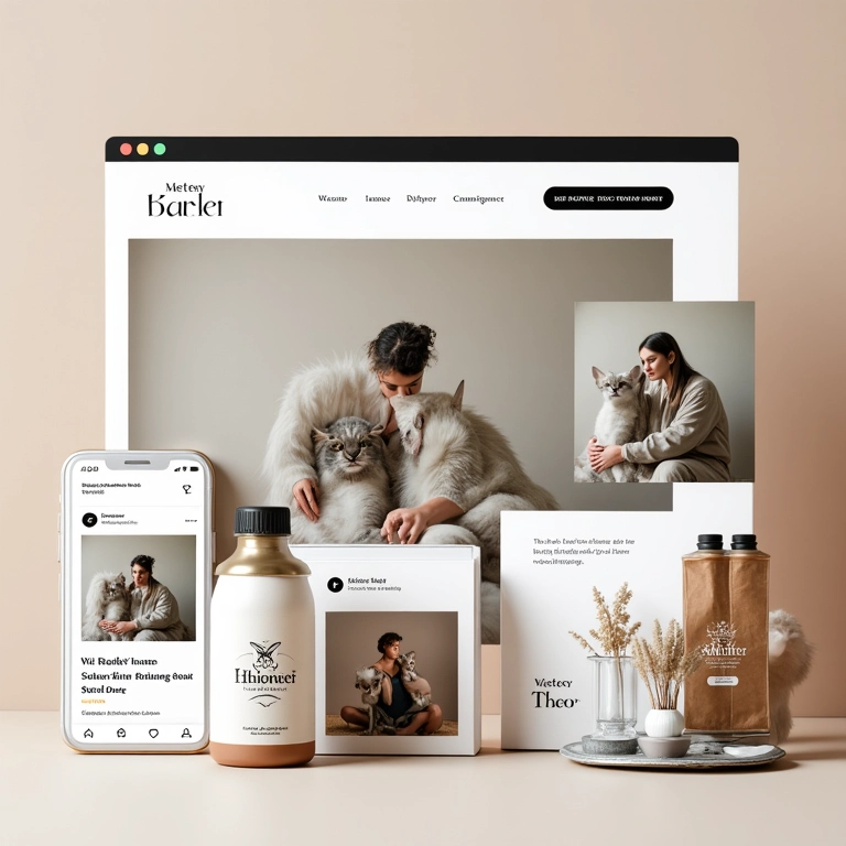 Identidade visual consistente em diferentes materiais de marketing.