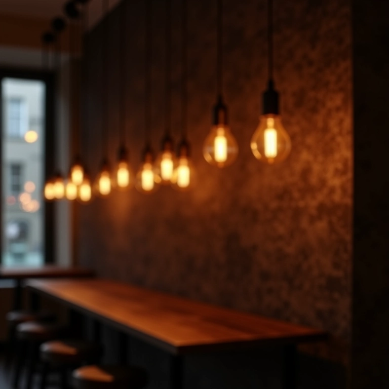 Iluminação aconchegante e estratégica em uma choperia.