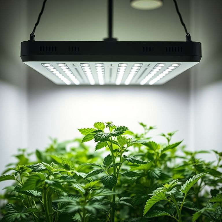 Iluminação artificial com LED para horta em apartamento.