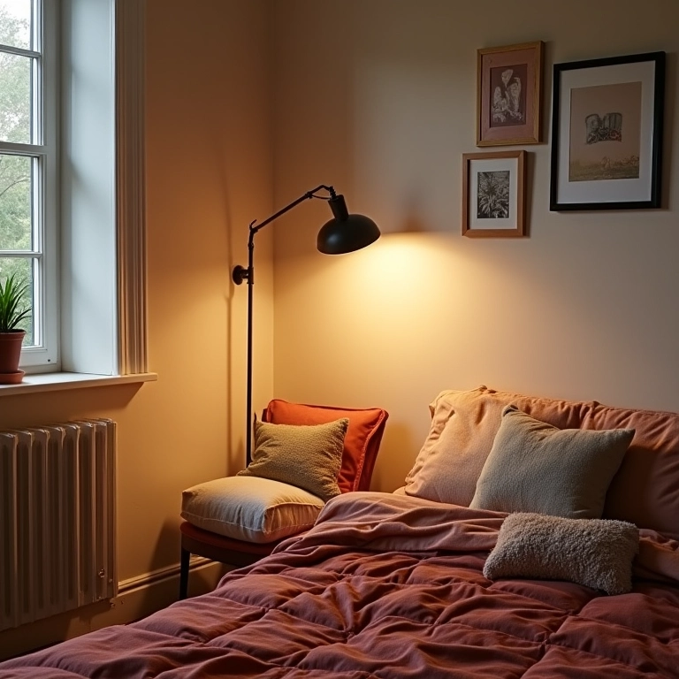 Iluminação de destaque criando ambiente acolhedor.