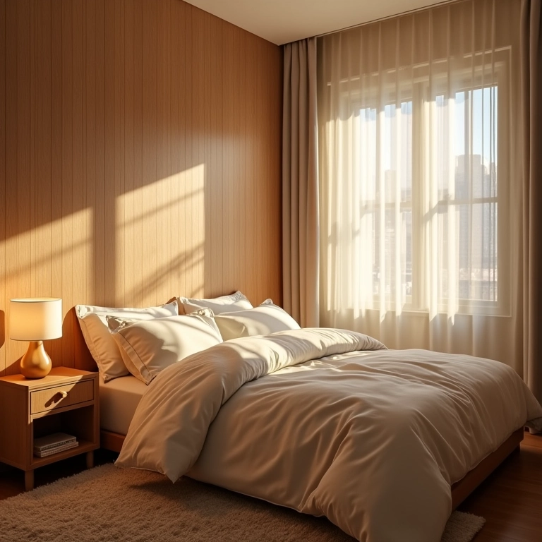 Iluminação difusa sem ofuscamento em quarto.