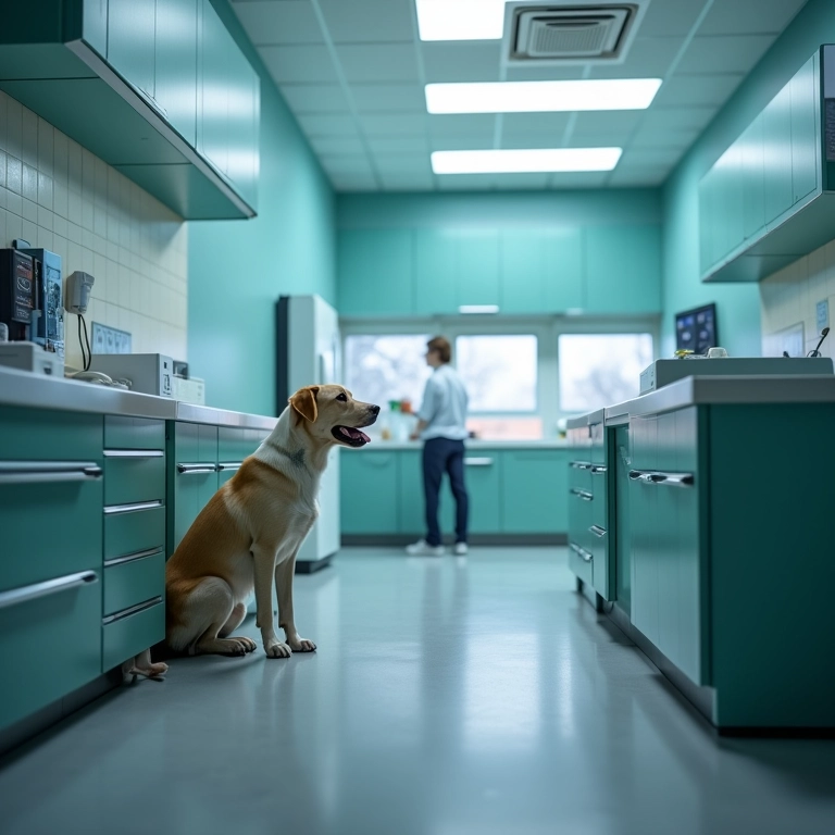 Iluminação estratégica para o bem-estar animal em hospital veterinário.