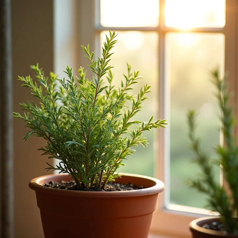 Iluminação ideal para alecrim em vaso.